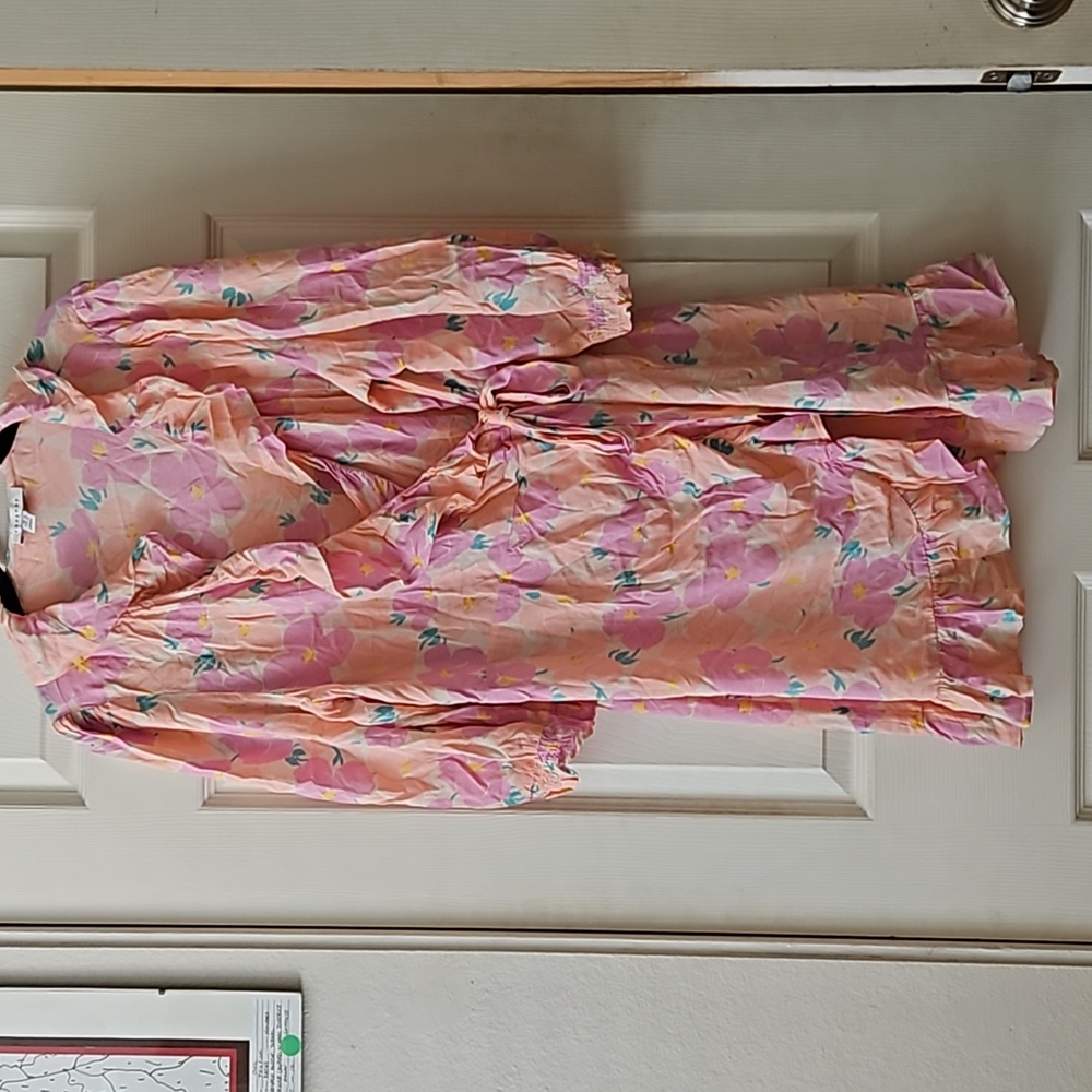 Asos Topshop,NWOT, Washed Neon Floral Mini Wrap Dress,Size US 12